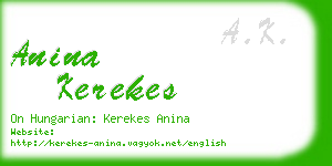 anina kerekes business card